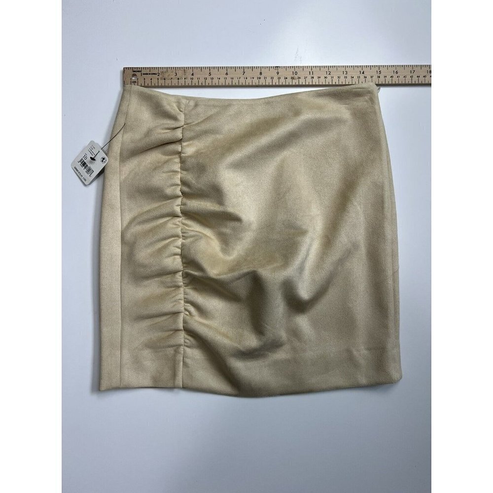 Free People Cinched Seam High Rise Slit Faux Suede Avas Mini Skirt NWT Size 10 - Picture 9 of 10